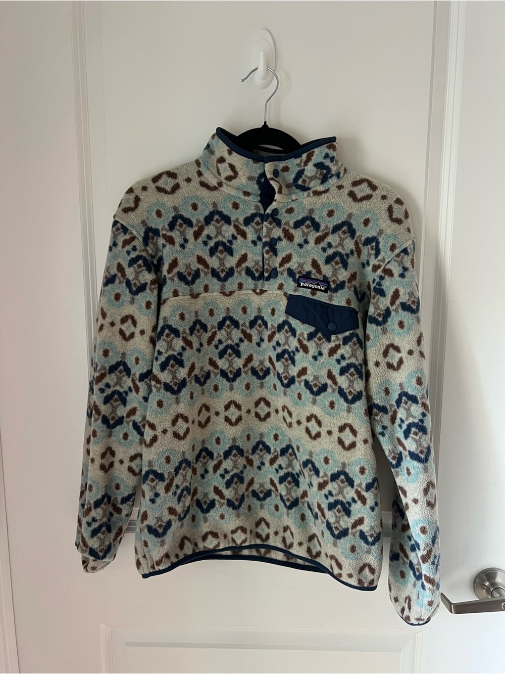 Patagonia Women's Synchilla Snap-T Pullover "Tundra Cluster Big Sky Blue"-small